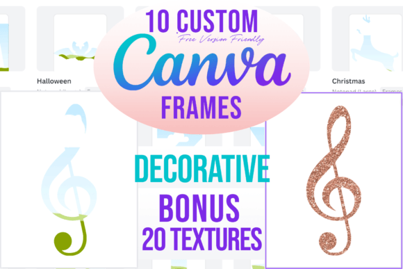 10 Custom Canva Frames Decorative and 10 Custom Canva Frames with Decorative Themed Silhouettes