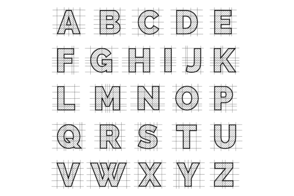 Blueprint Style Font: Decorative Alphabet for Creative Design