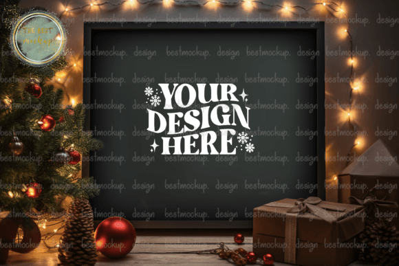 Christmas Decorative Lights Frame Mockup