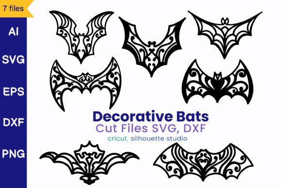 Decorative Bats Cut Files SVG, DXF: A Spooktacular Addition to Your Creative Toolkit