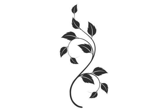Decorative Curved Branch with Tree Leaves: A Versatile Botanical Design Element