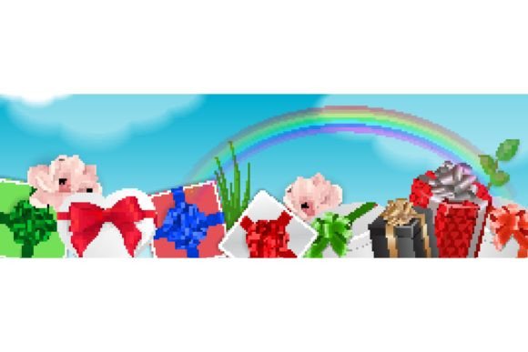 Decorative Element with Gifts and Rainbow: A Creative Choice for Visual Communication