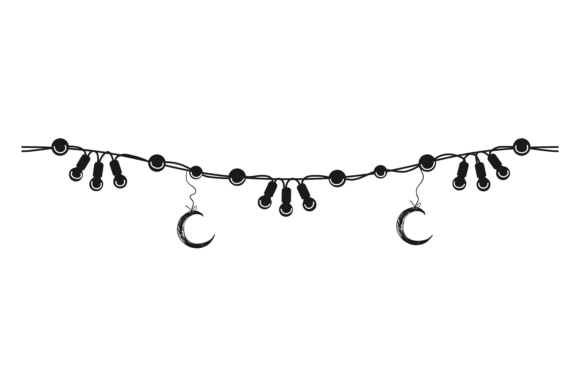 Decorative Garland Border. Black Lamps H
