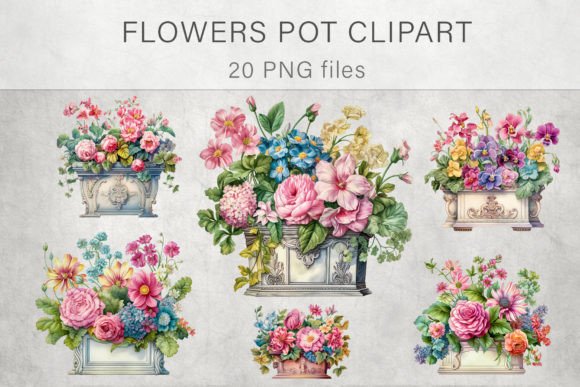 Flowers in Decorative Pot Clipart PNG for Creative Workflow Integration
