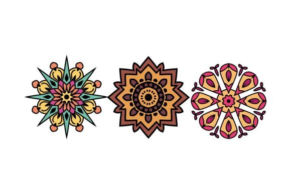 Mandala Decorative Flower Shape Icon Set