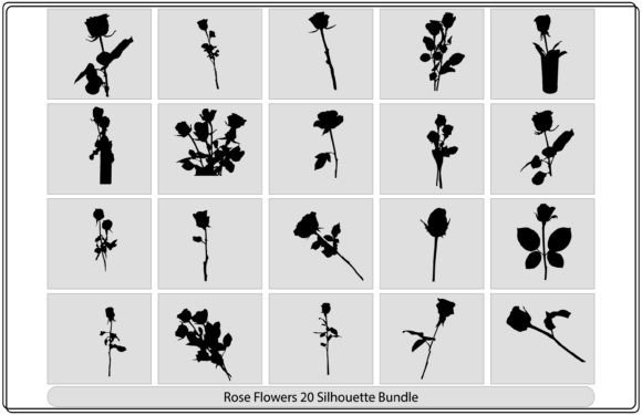 Set of Decorative Rose Silhouettes: A Versatile Digital Design for Creative Projects