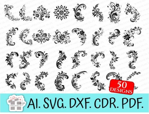 Vector Decorative Corners. Ornaments Svg