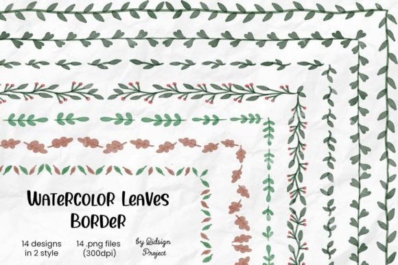 Watercolor Leaves Border: A Versatile Decorative Element for Creative Projects